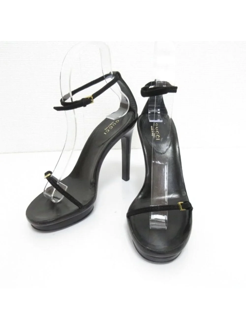Gucci Ankle Strap High Sandals 34c Black
